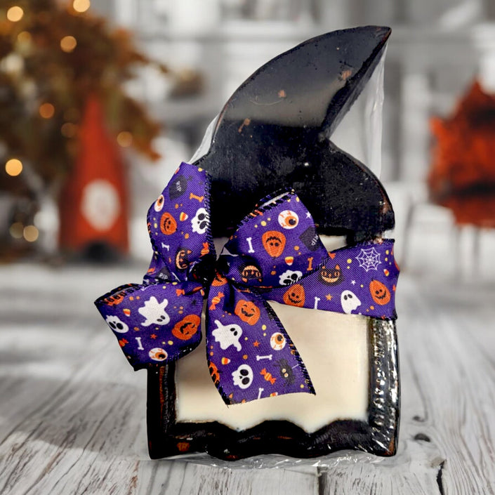 Halloween Witch Wooden Dough Bowl Candle
