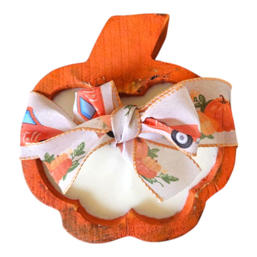 Pumpkin Wooden Dough Bowl Candle