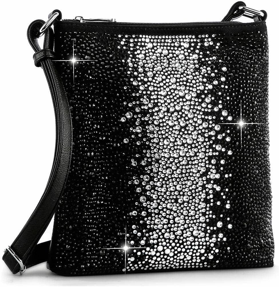 Black Starlight Rhinestone Crossbody Handbag