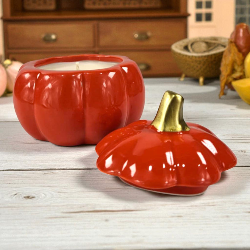 Pumpkin Glass  Glazed Trinket Candle
