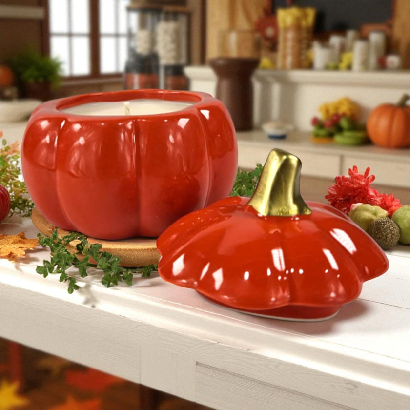 Pumpkin Glass  Glazed Trinket Candle