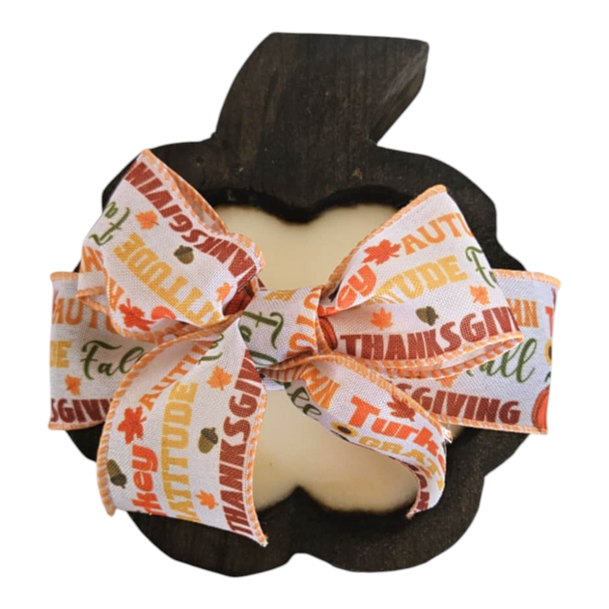 Pumpkin Wooden Dough Bowl Candle