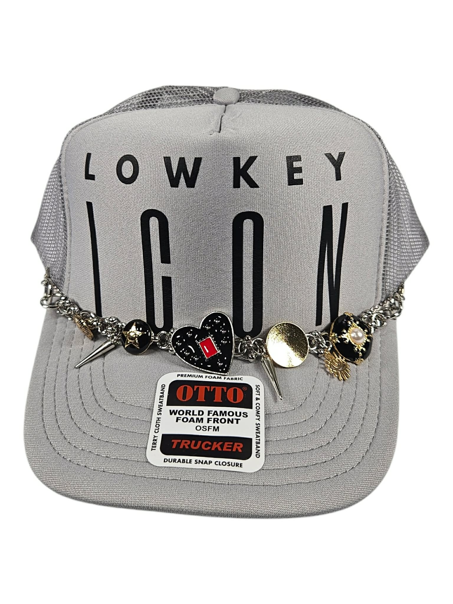 Lowkey Icon Silver Charm Trucker Hat