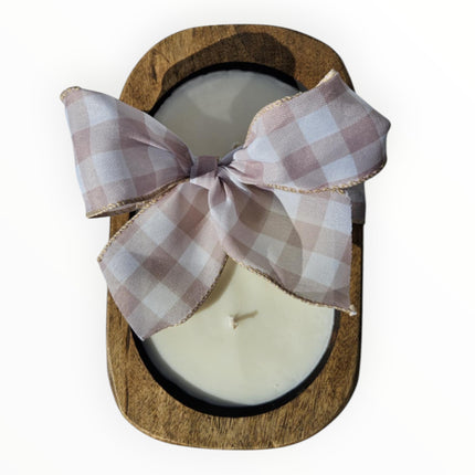 Apples & Bourbon Scented Handcrafted 3-Wick Wooden Dough Bowl Candle