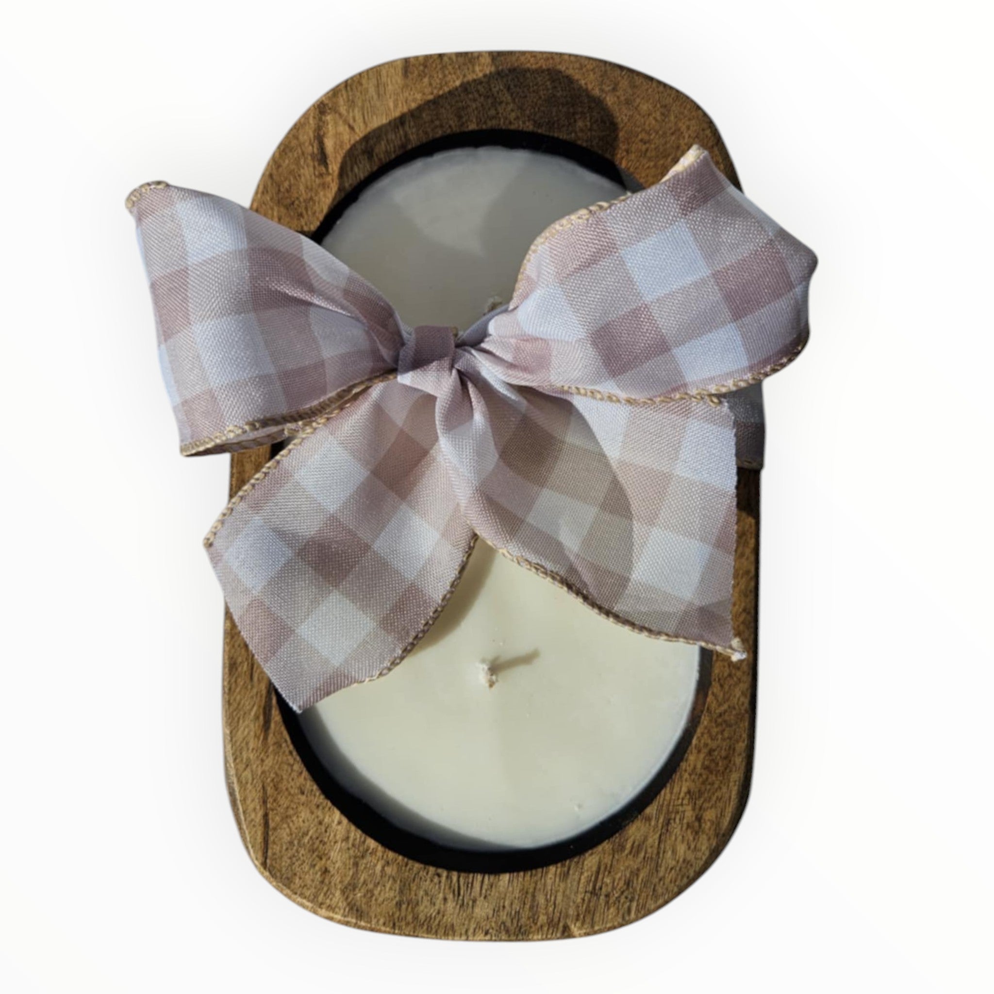 Farmhouse Scented Handcrafted 3-Wick Wooden Dough Bowl Candle