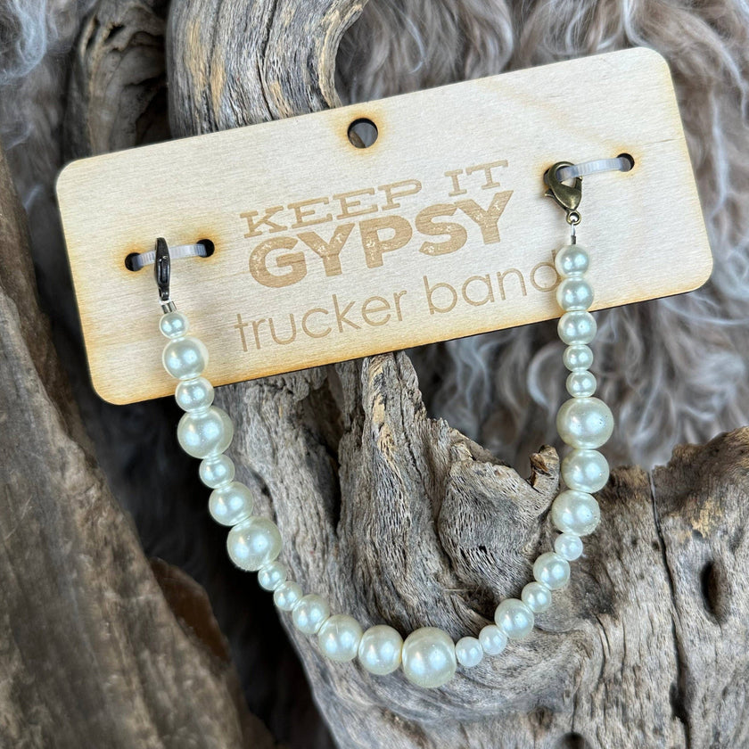 Chunky White Beaded Hat Band