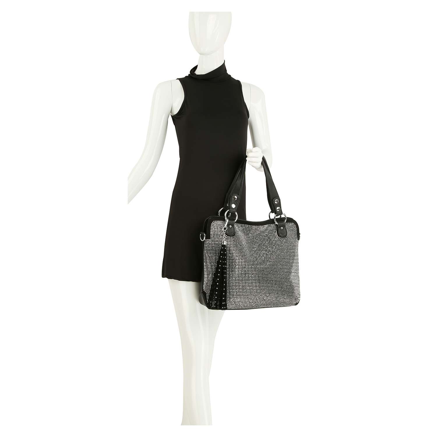 Sparkling Purple Rhinestone Tassle Handbag