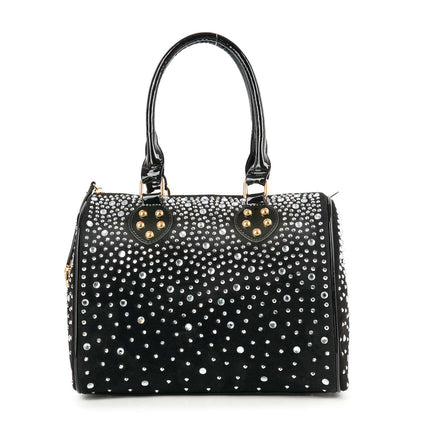 Sparkling Rhinestone Lock Satchel Handbag