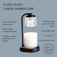 Fluted Glass Black Candle Warmer Lamp