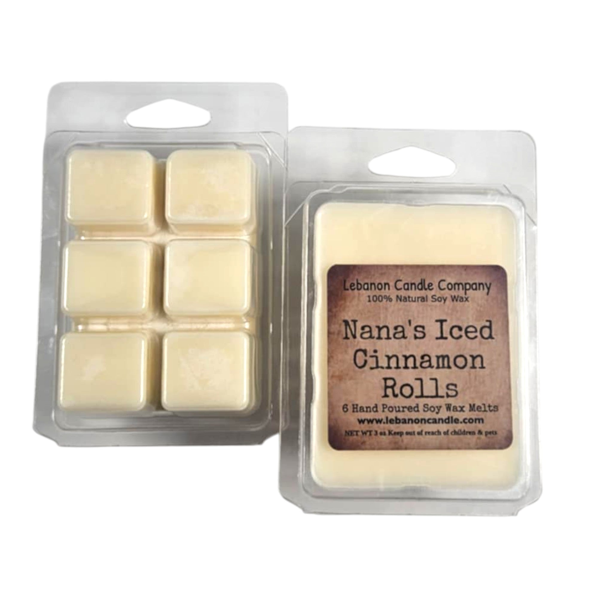 Nana's Iced Cinnamon Rolls  Wax Melt , Scented Soy, Non-Toxic, Highly Scented, Handmade in The USA, 6 Cube Melt, Natural Soy Wax, Long Lasting Scent