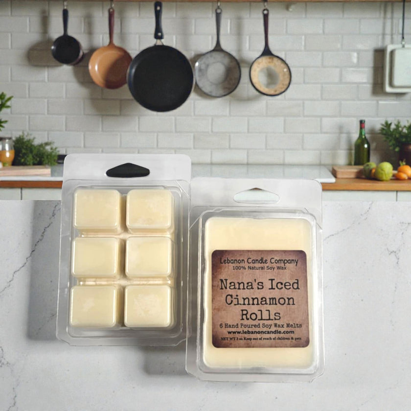 Nana's Iced Cinnamon Rolls  Wax Melt , Scented Soy, Non-Toxic, Highly Scented, Handmade in The USA, 6 Cube Melt, Natural Soy Wax, Long Lasting Scent