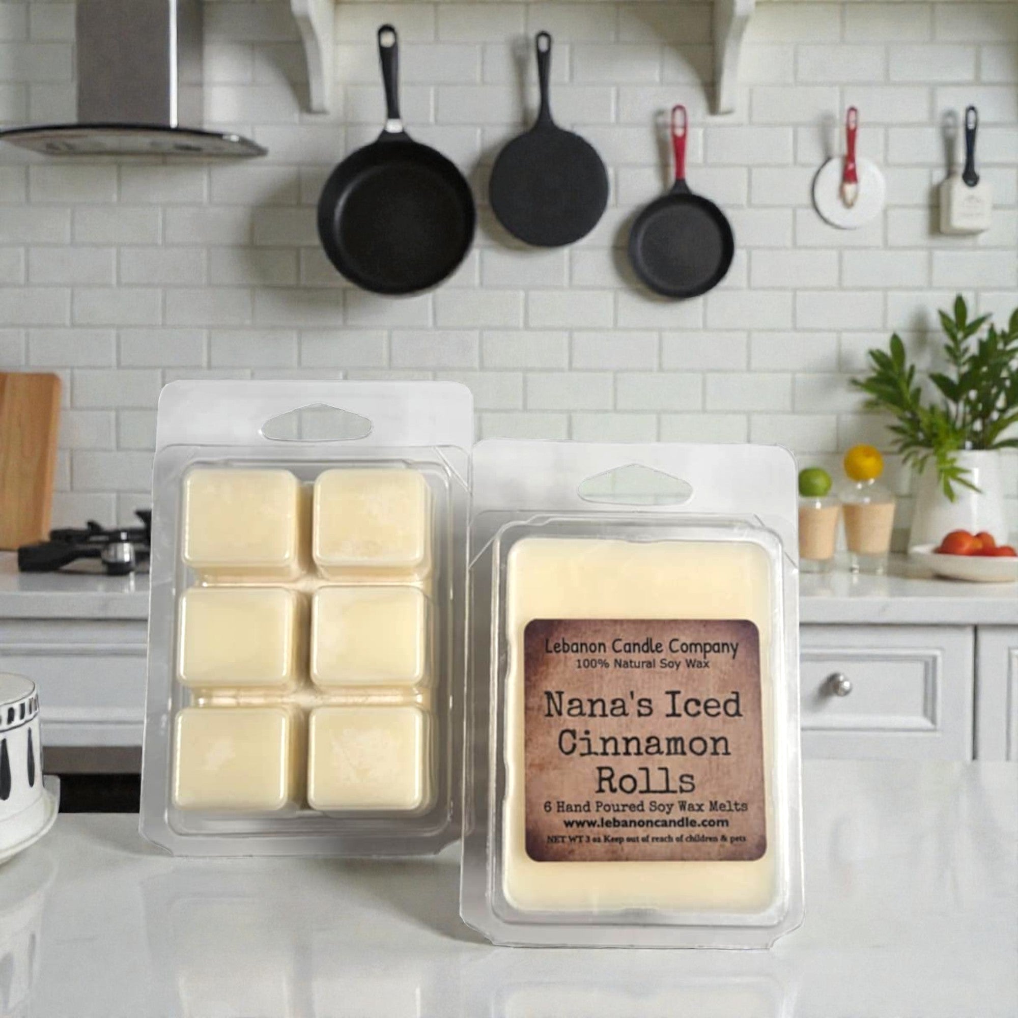 Nana's Iced Cinnamon Rolls  Wax Melt , Scented Soy, Non-Toxic, Highly Scented, Handmade in The USA, 6 Cube Melt, Natural Soy Wax, Long Lasting Scent