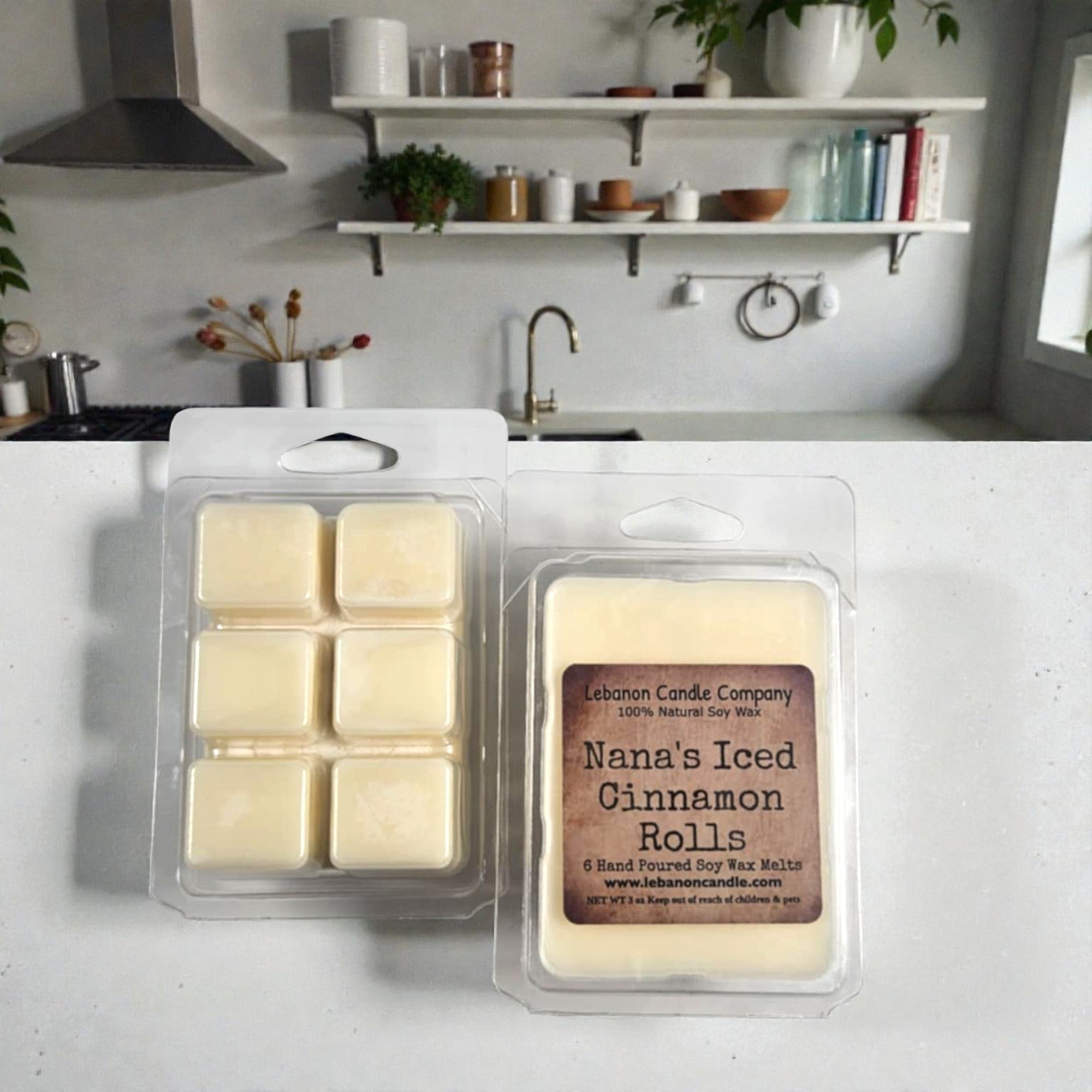 Nana's Iced Cinnamon Rolls  Wax Melt , Scented Soy, Non-Toxic, Highly Scented, Handmade in The USA, 6 Cube Melt, Natural Soy Wax, Long Lasting Scent