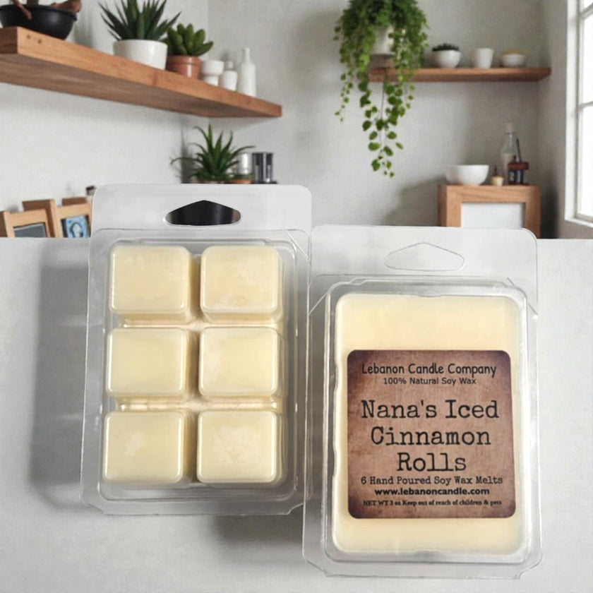 Nana's Iced Cinnamon Rolls  Wax Melt , Scented Soy, Non-Toxic, Highly Scented, Handmade in The USA, 6 Cube Melt, Natural Soy Wax, Long Lasting Scent