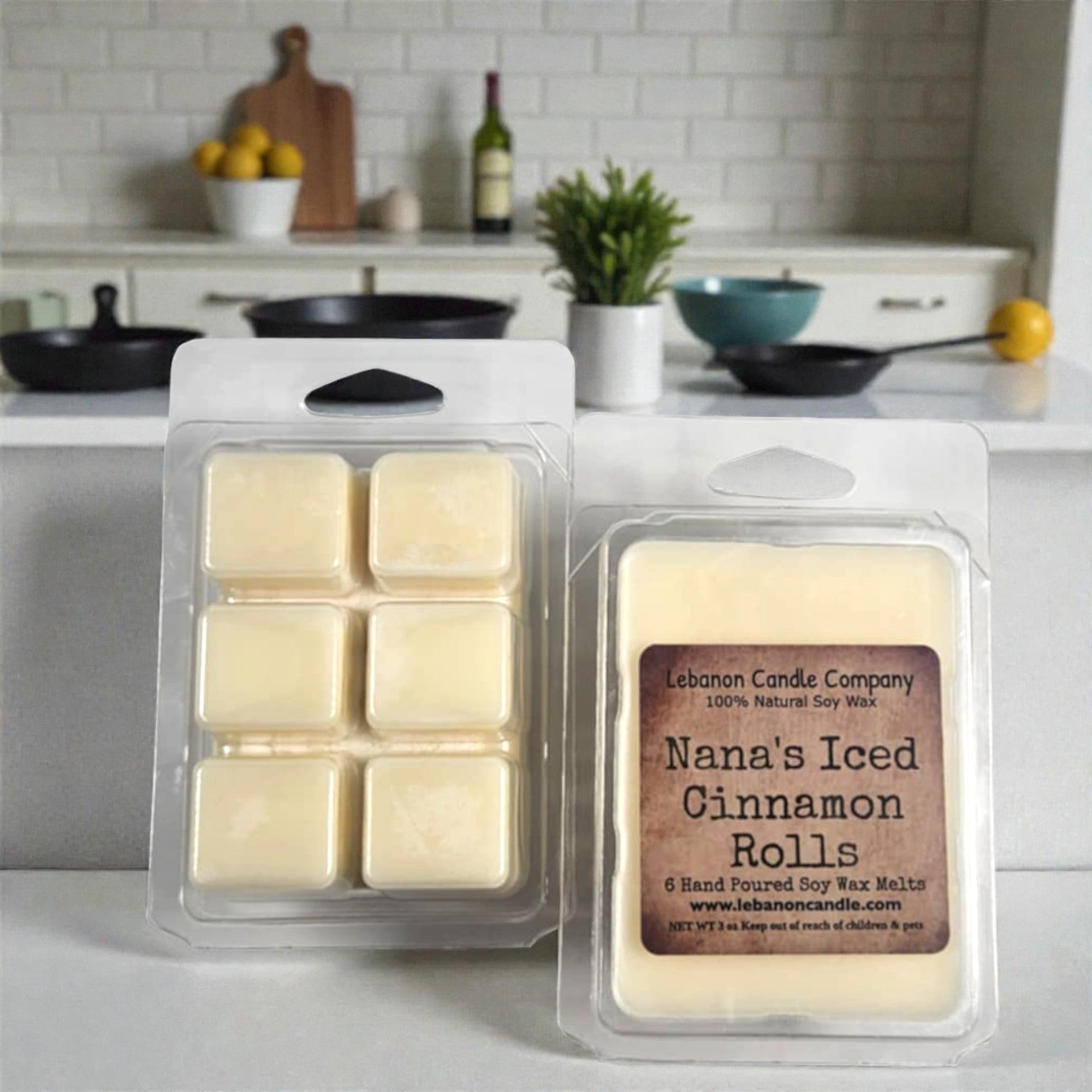 Nana's Iced Cinnamon Rolls  Wax Melt , Scented Soy, Non-Toxic, Highly Scented, Handmade in The USA, 6 Cube Melt, Natural Soy Wax, Long Lasting Scent