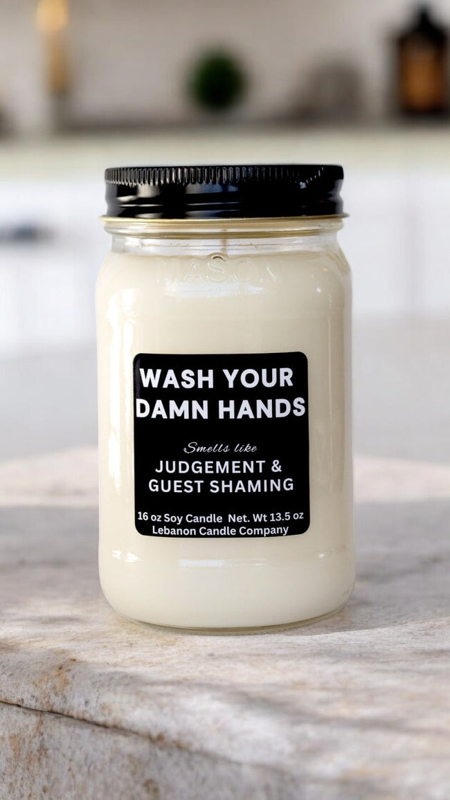 Wash Your Damn Hands Funny Bathroom Candle