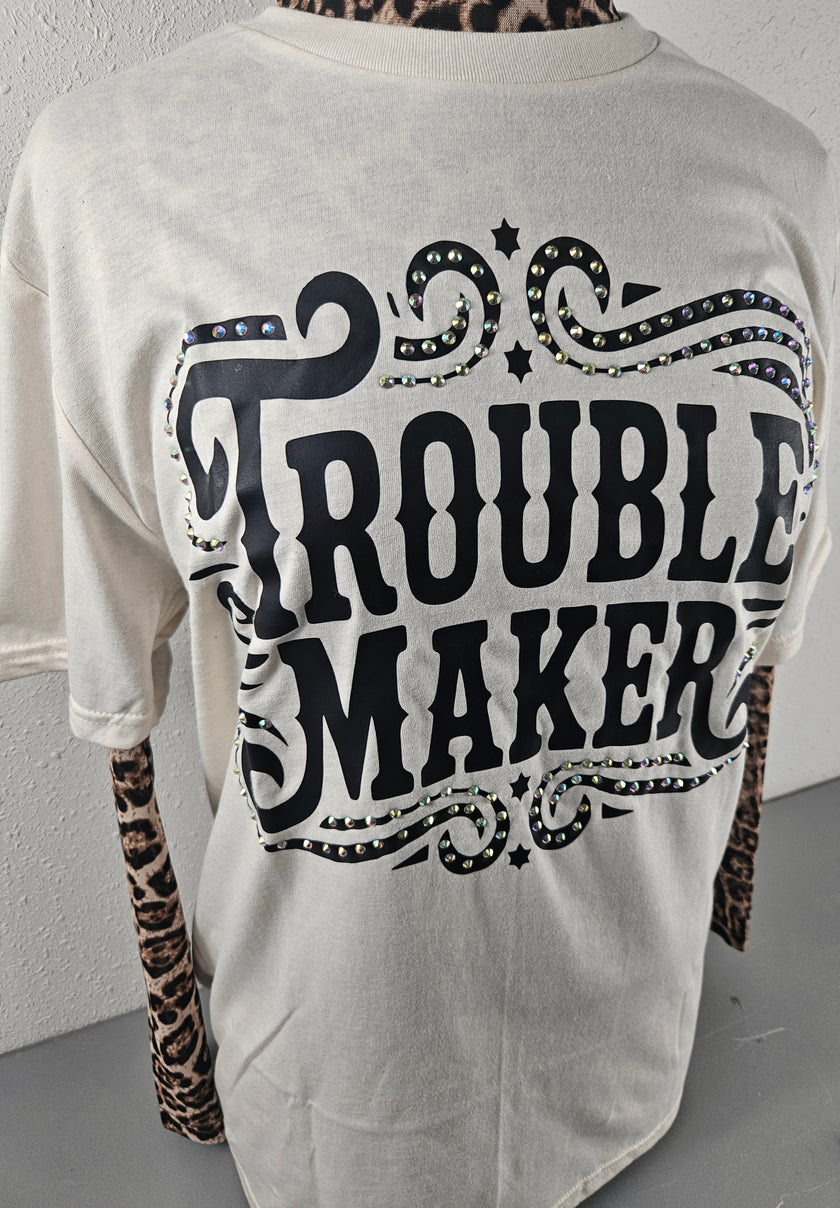 Rhinestone Troublemaker Graphic Tee