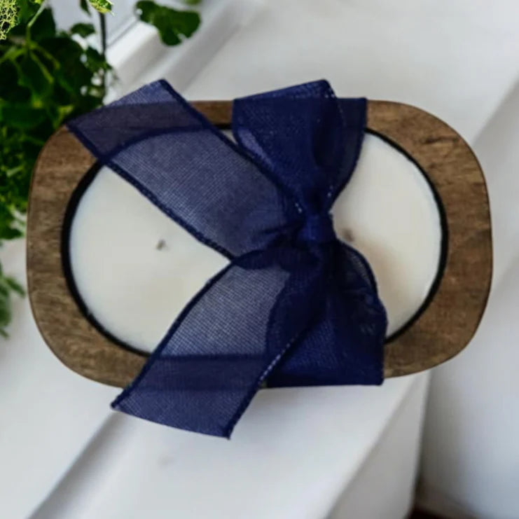 Handcrafted Wooden Dough Bowl Candle