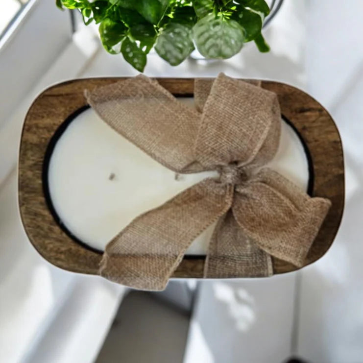 Handcrafted Wooden Dough Bowl Candle