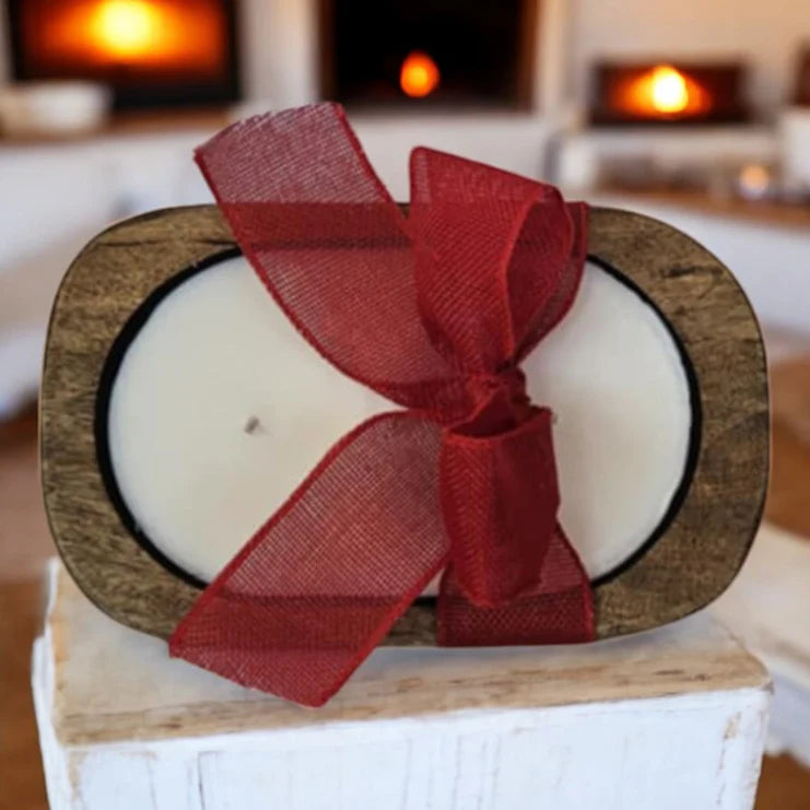 Handcrafted Wooden Dough Bowl Candle