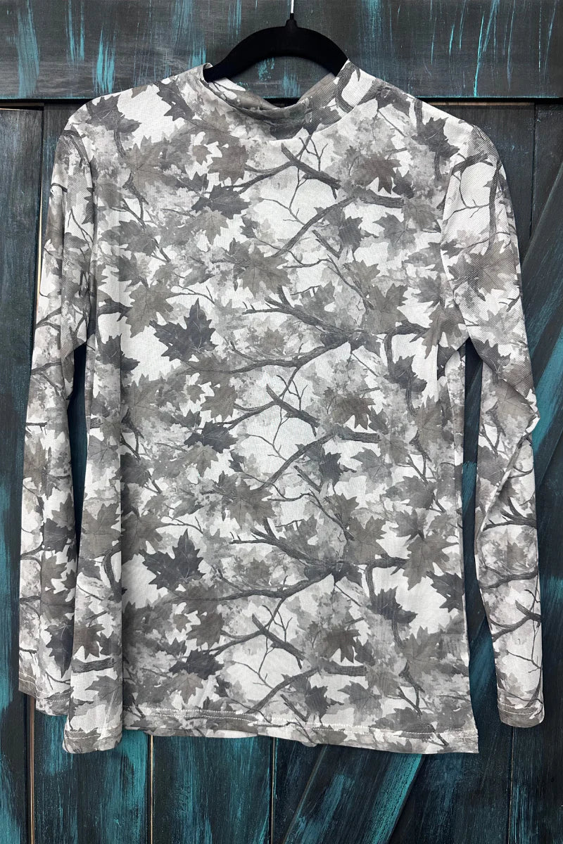 Silver Country Camo Mesh Top
