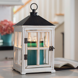 Weathered White Wooden Lantern Candle Warmer